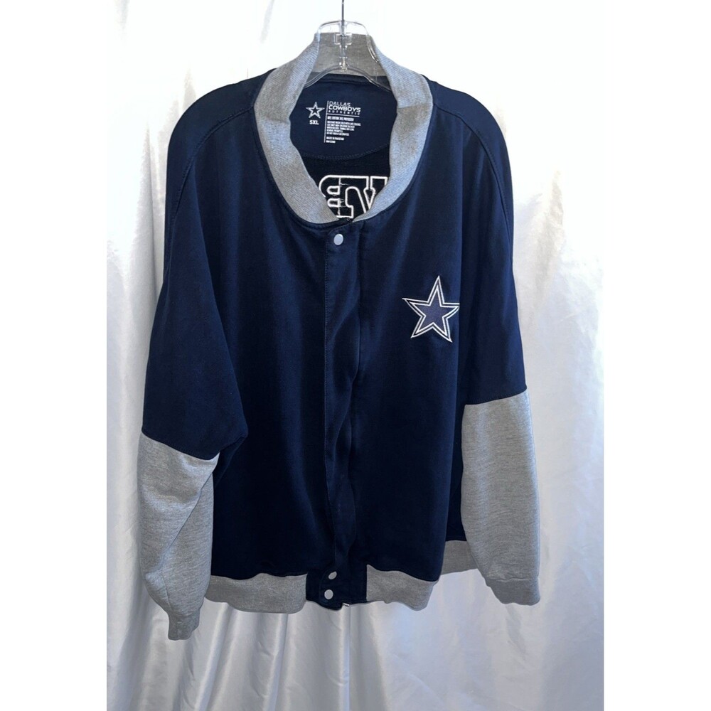 Dallas Cowboys Authentic Men’s Plus Varsity Snap Front Jacket Size 5XL Fleece